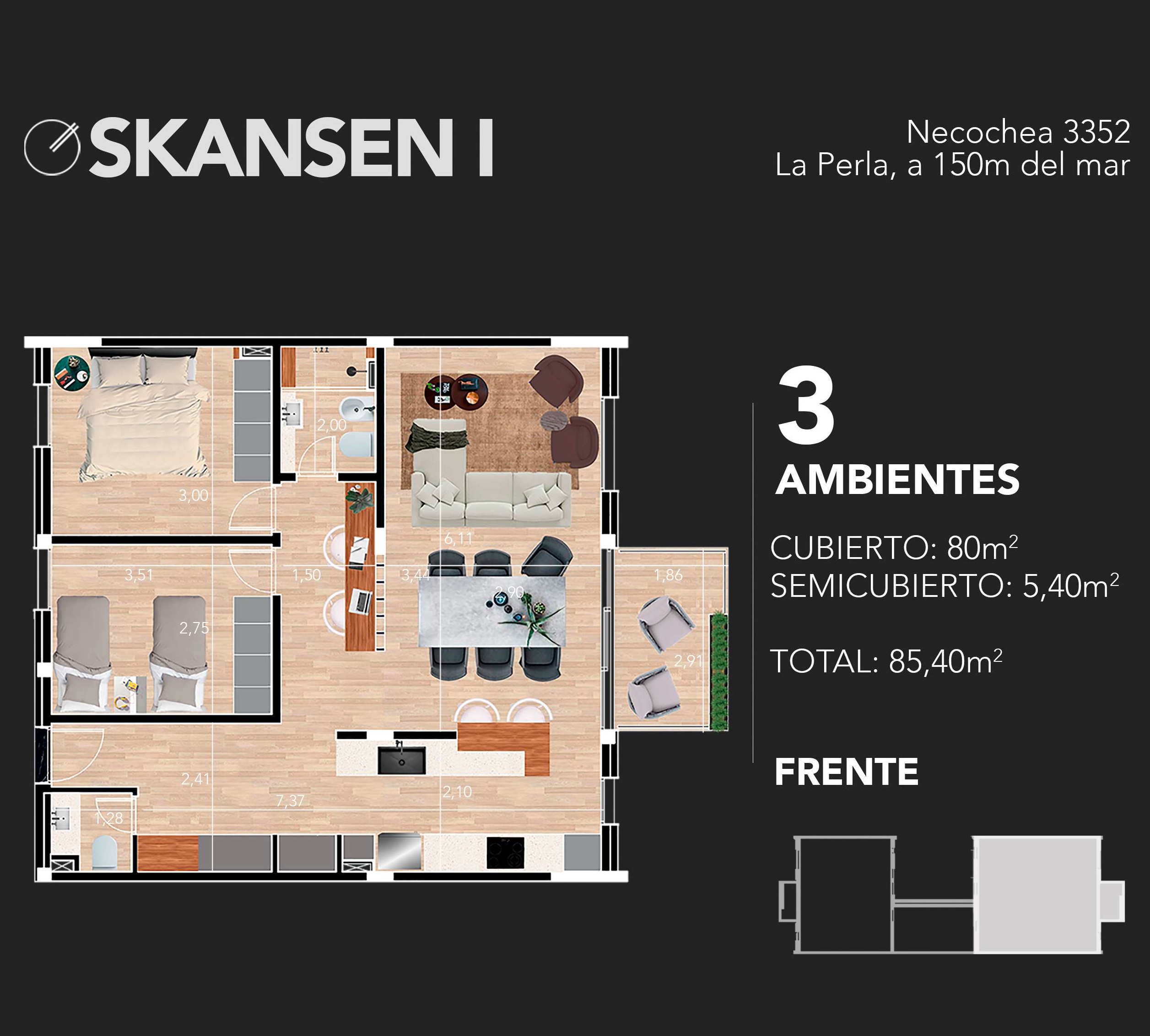 Venta en Pozo departamentos de 3 ambientes con cocheras opcional.  Edificio Skansen I La Perla 