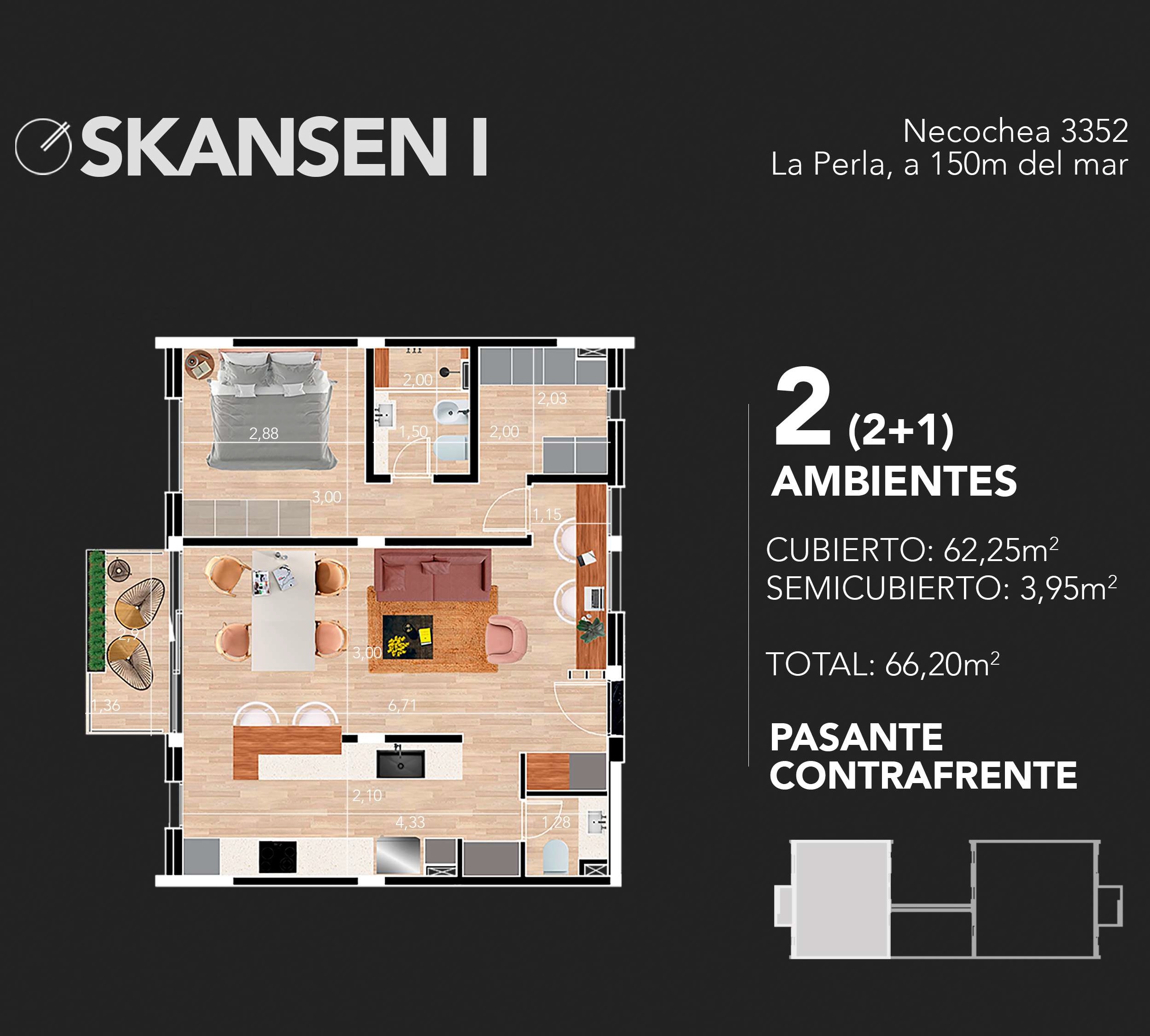 Venta en Pozo departamentos de 2 ambientes con cocheras opcional.  Edificio Skansen I La Perla 